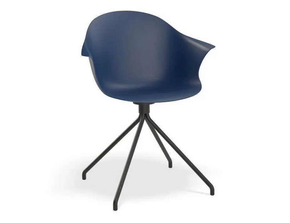 Pebble Armchair Navy Blue with Shell Seat - Swivel Base