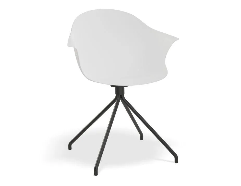 Pebble Armchair White with Shell Seat - 4 Post Base with White Legs