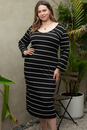 Plus Size Striped Loose Shift Dress