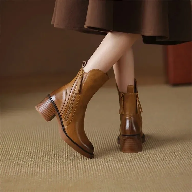 Racia | Ankle Boots with Zipper – Stylish and Comfortable Block Heel