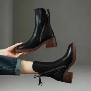 Racia | Ankle Boots with Zipper – Stylish and Comfortable Block Heel