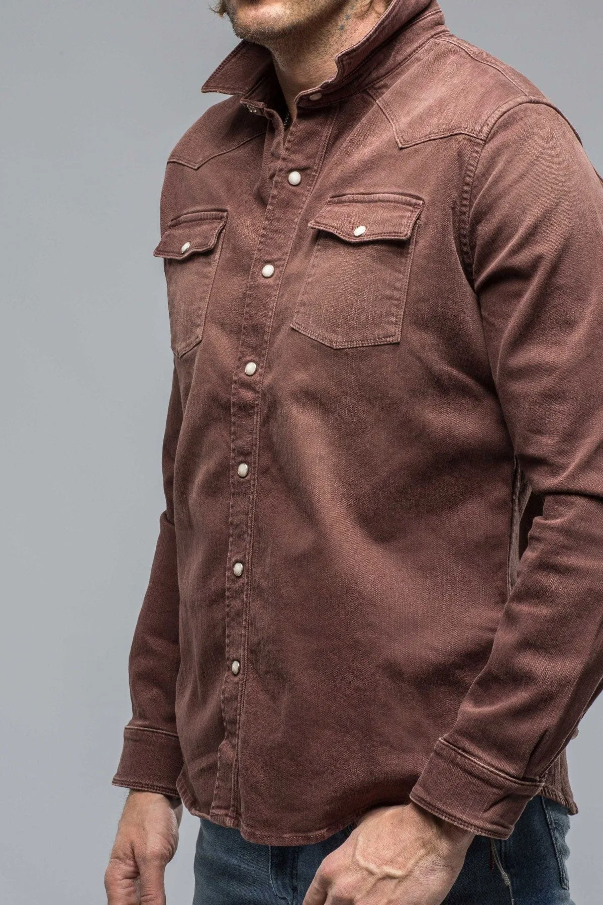 Ranger Colored Denim Snap Shirt In Mogano