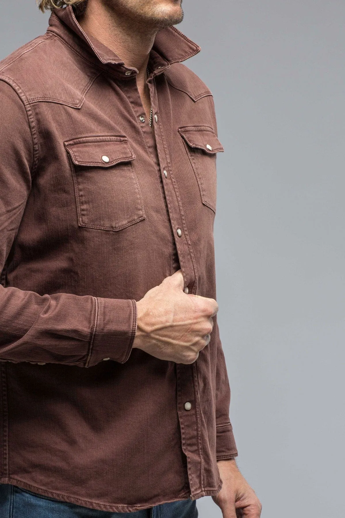 Ranger Colored Denim Snap Shirt In Mogano