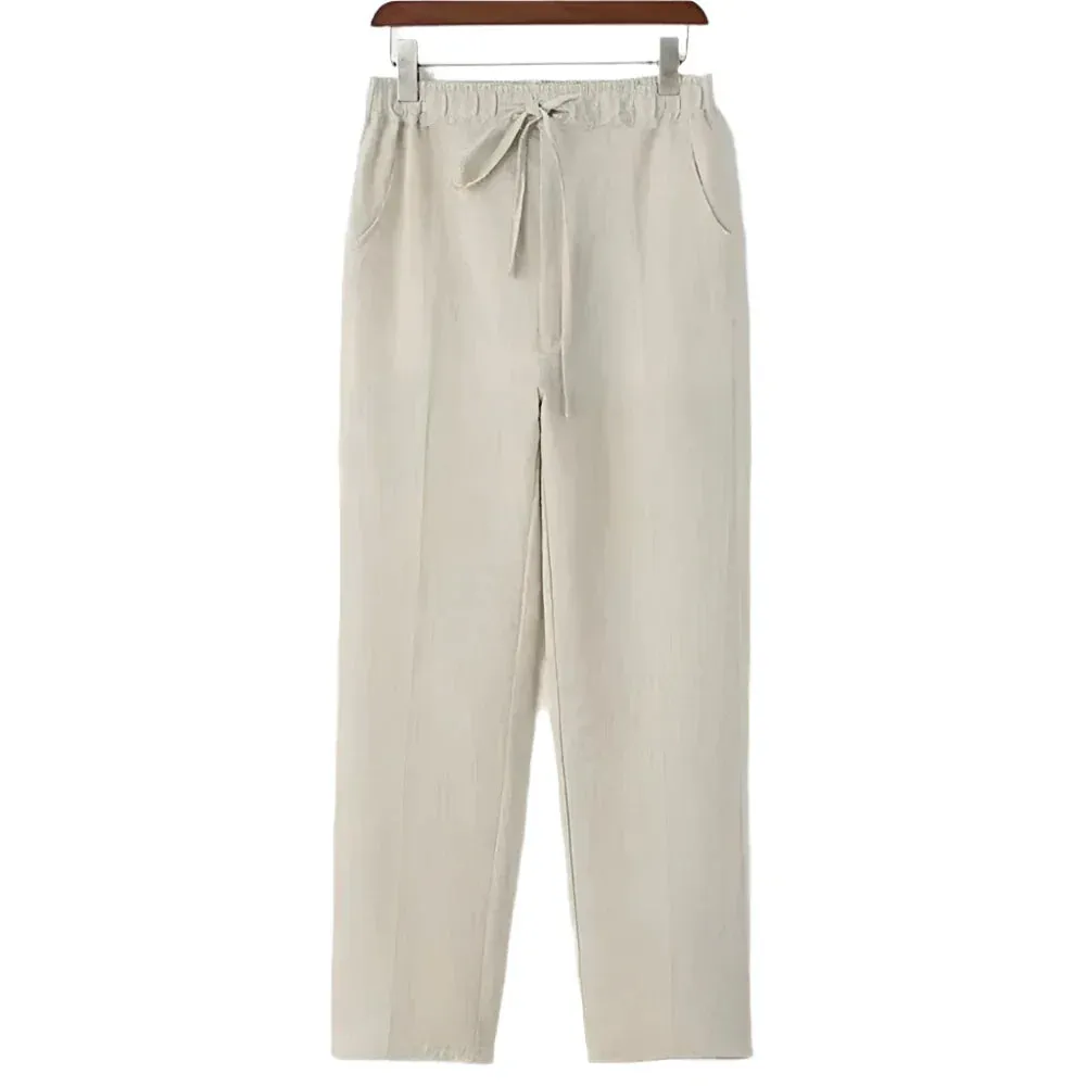 Relaxed Men's Linen Trousers with Drawstring