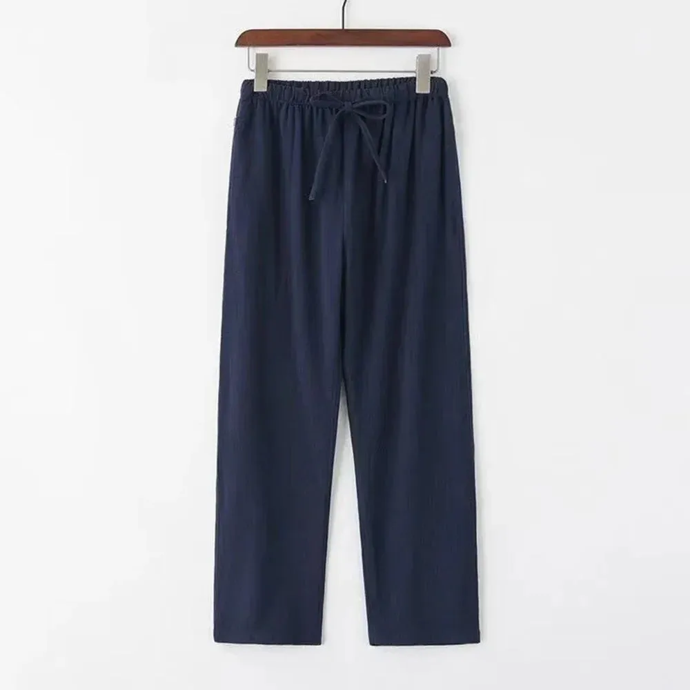 Relaxed Men's Linen Trousers with Drawstring