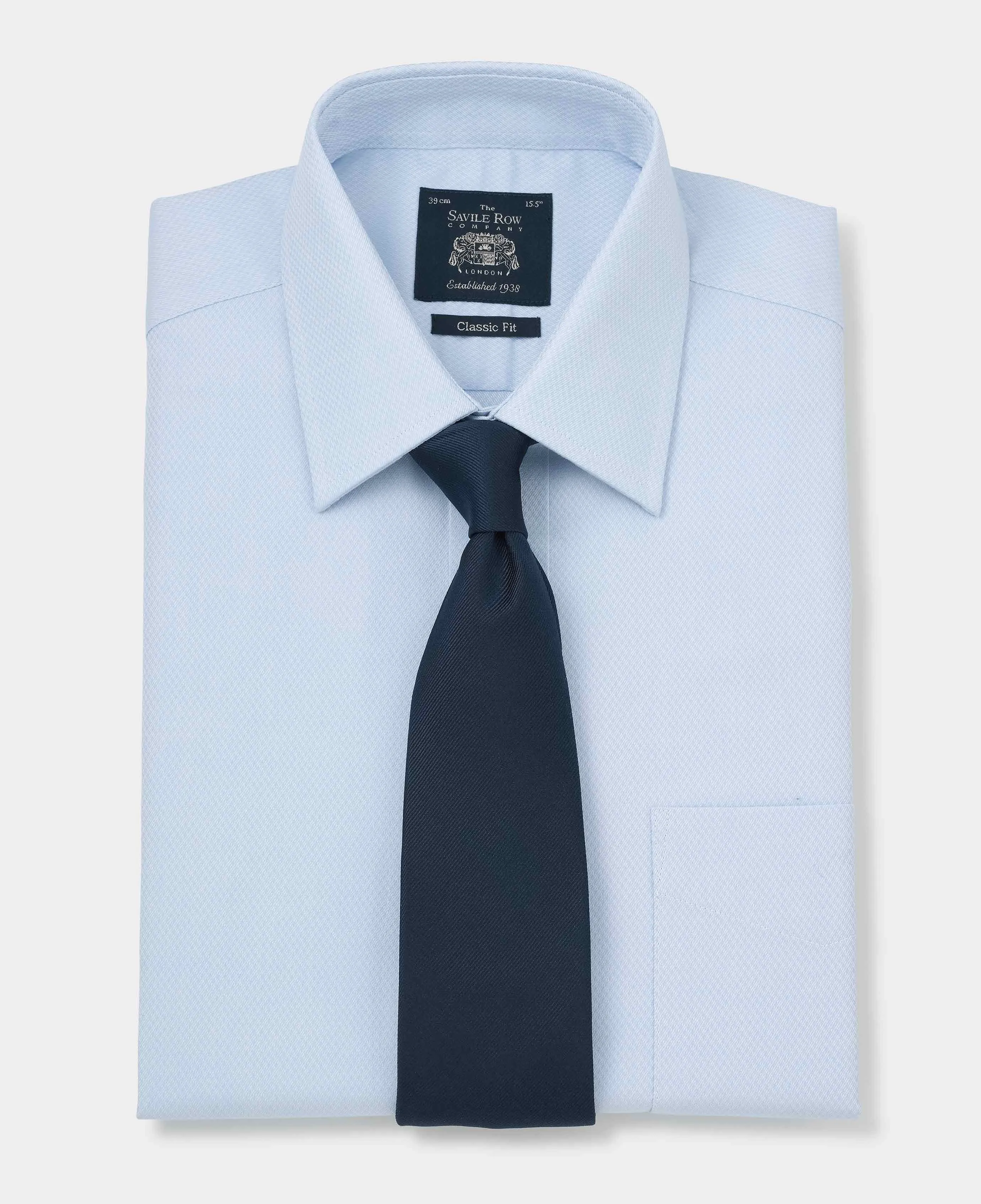 Sky Blue Diamond Dobby Classic Fit Formal Shirt - Double Cuff