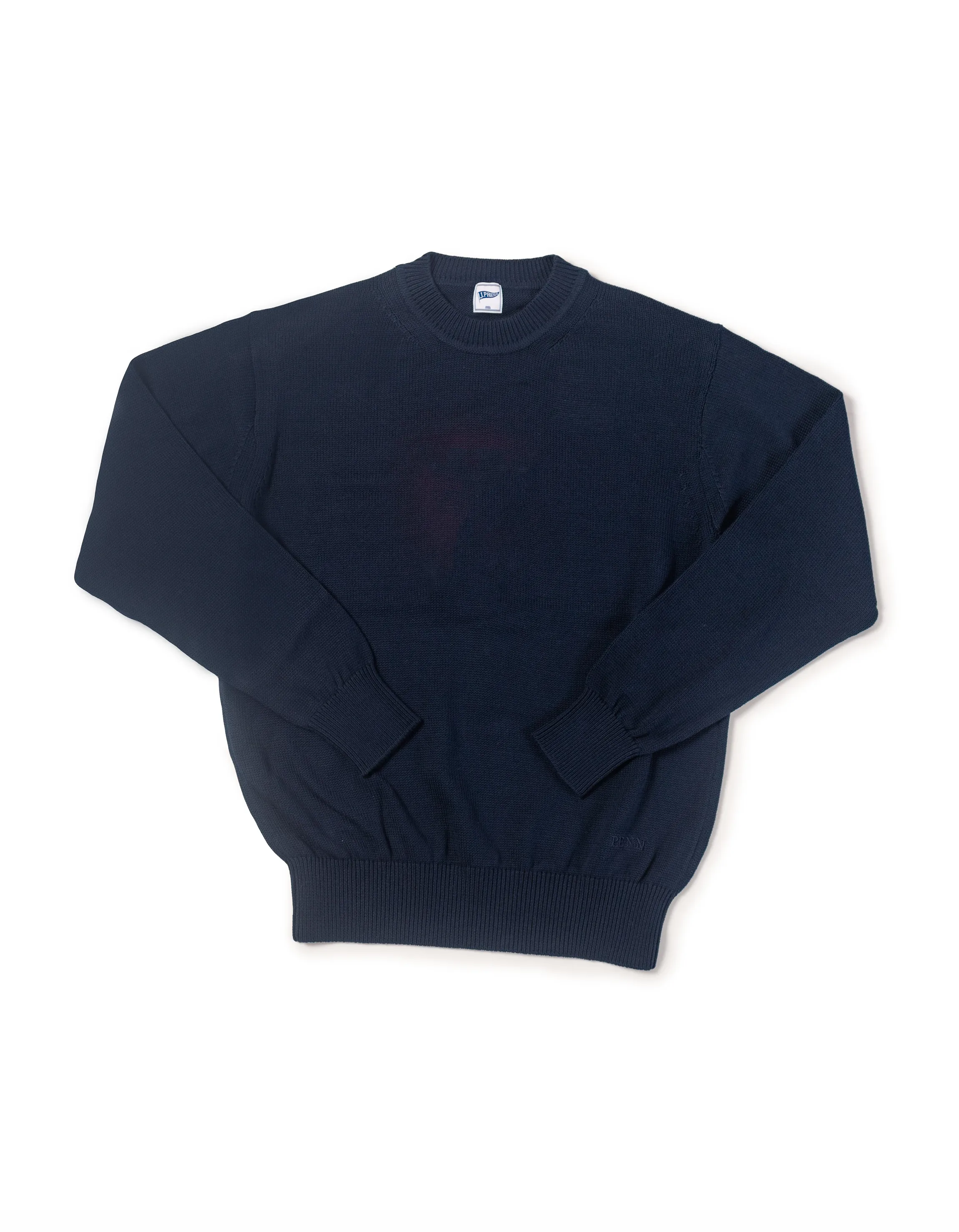 SOLID COTTON CREW NECK SWEATER - NAVY