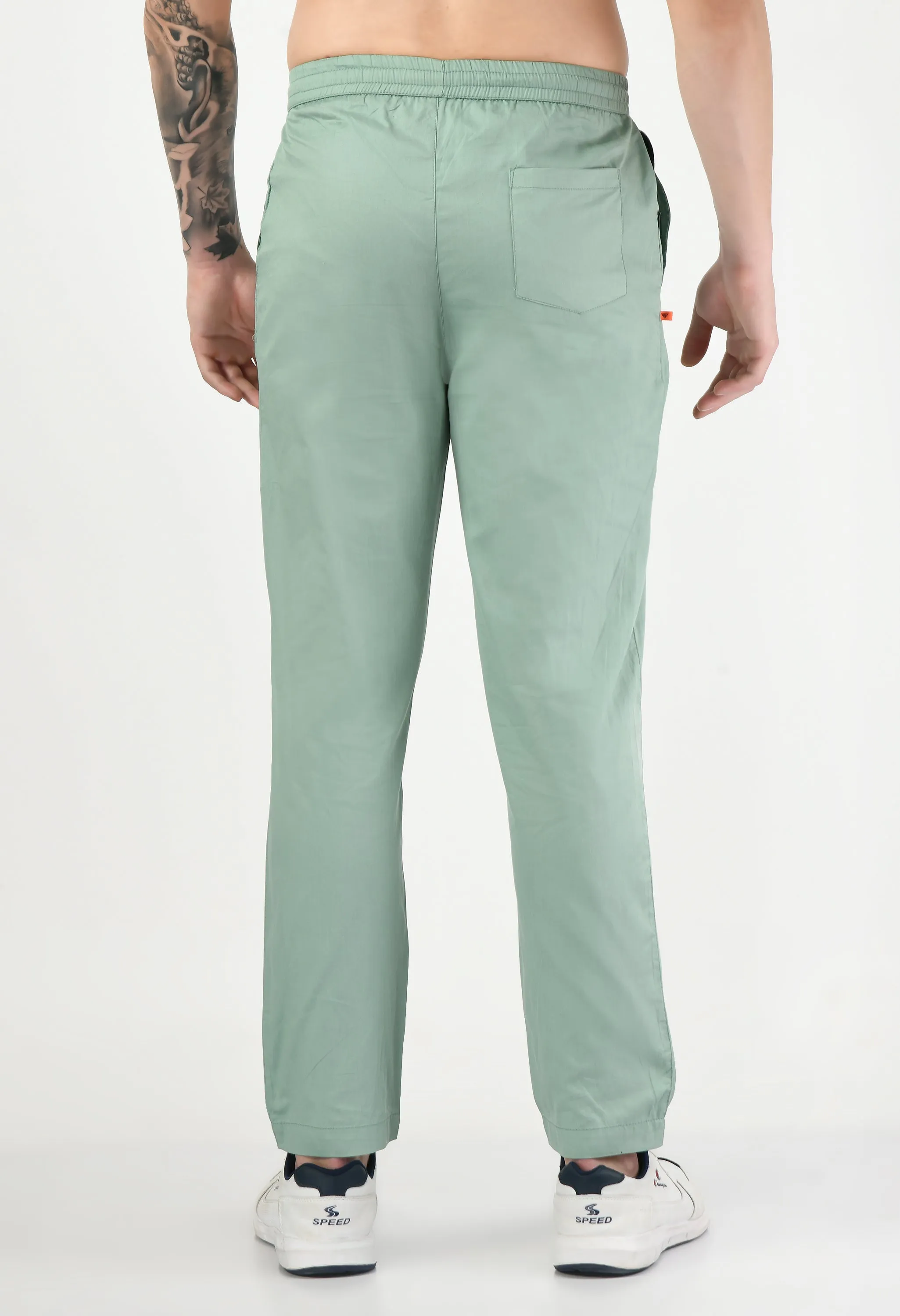 Solid Cotton Twill Relaxed Fit Men's Trousers