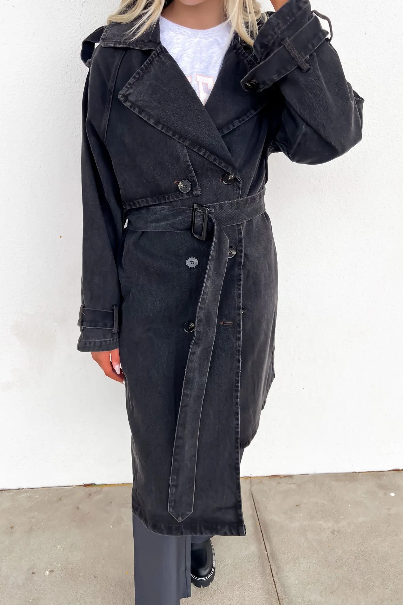 Stacy Denim Trench Black