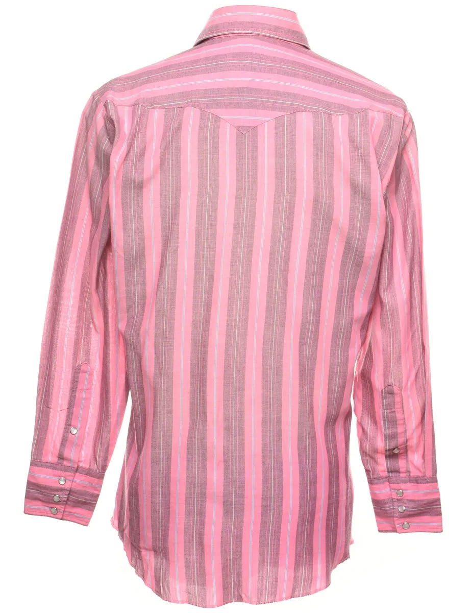 Striped Pink Classic Western Shirt - S