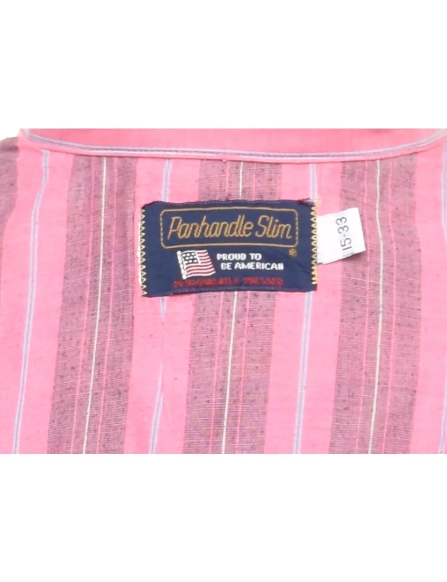 Striped Pink Classic Western Shirt - S