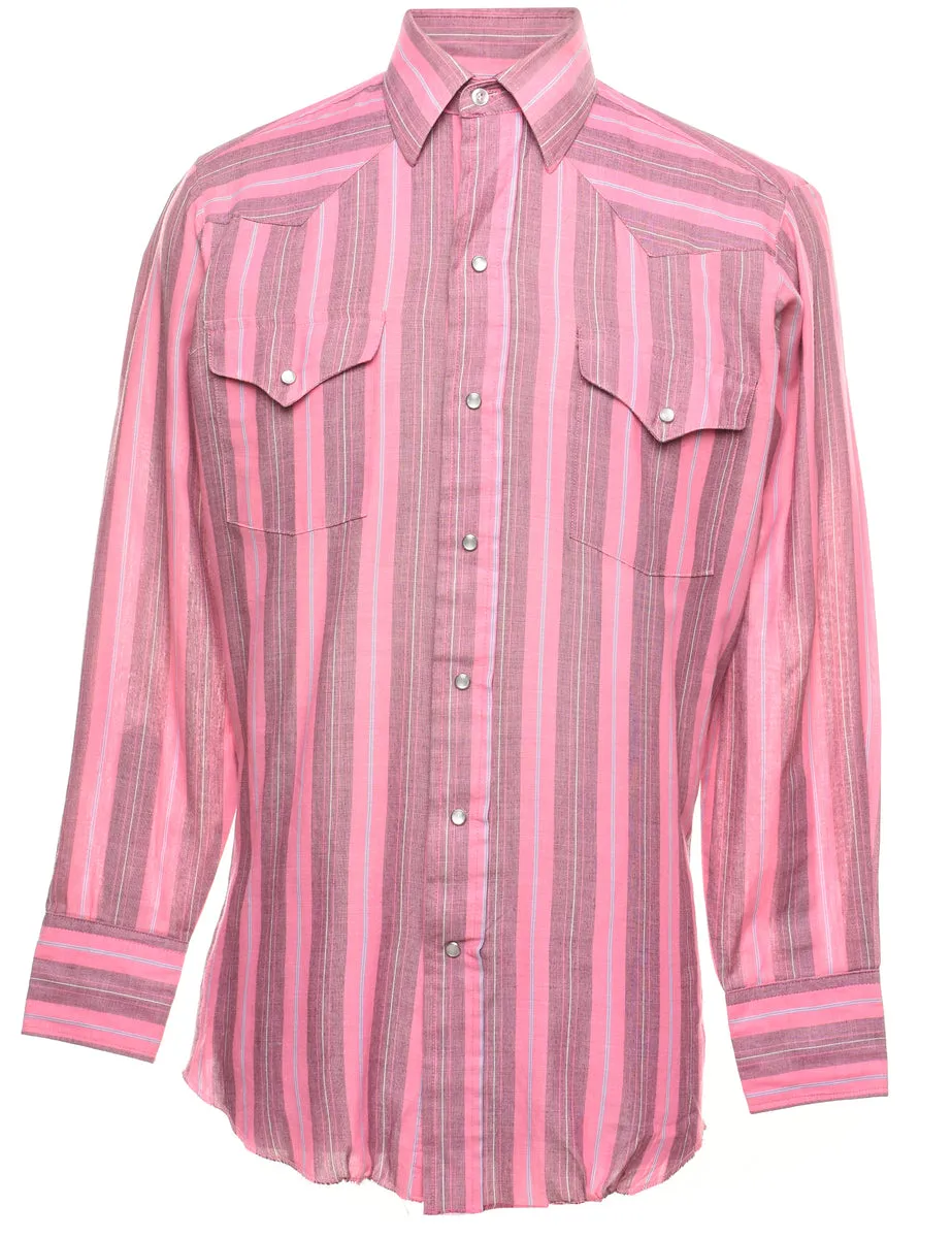 Striped Pink Classic Western Shirt - S