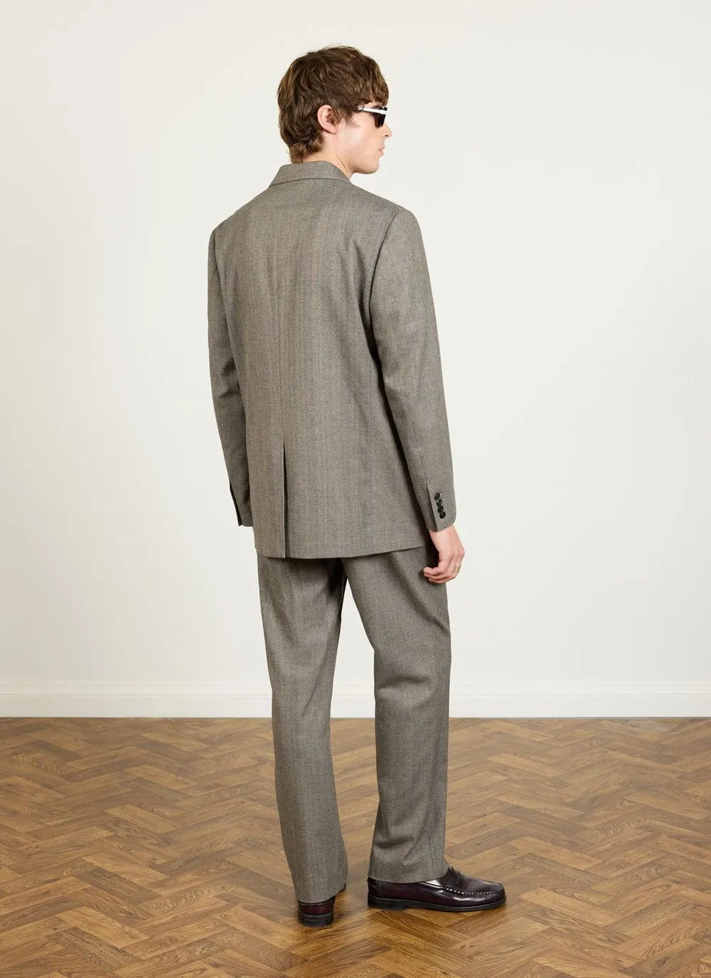 Tailored Tapered Trousers | Herringbone | Grey