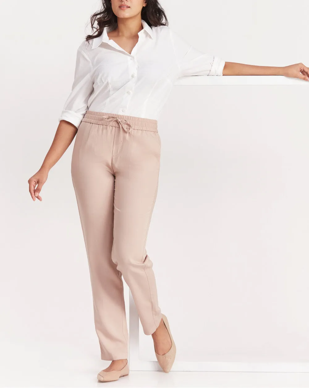 Tapered & Relaxed Fit Drawstring Pants - Rose Pink