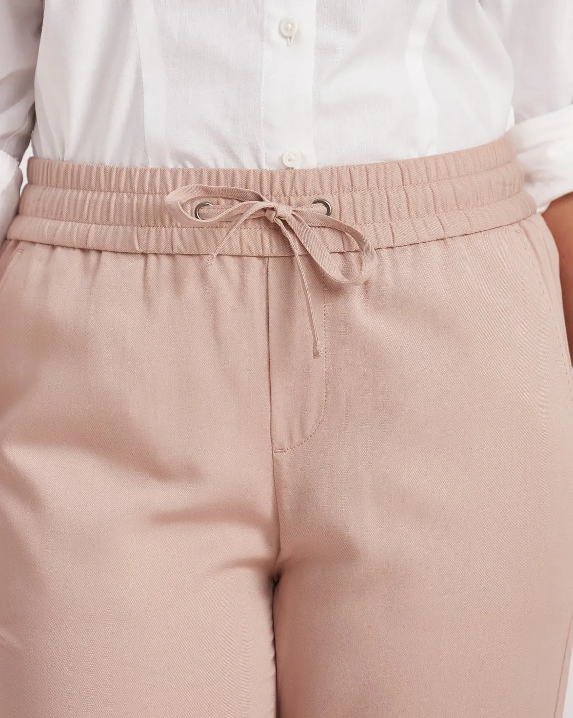 Tapered & Relaxed Fit Drawstring Pants - Rose Pink