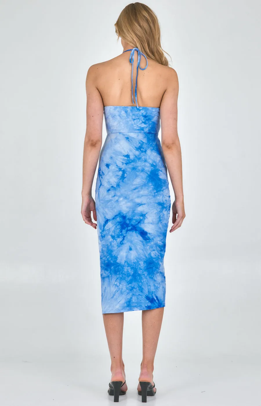 Tie Dye Halter Neck Jersey Dress