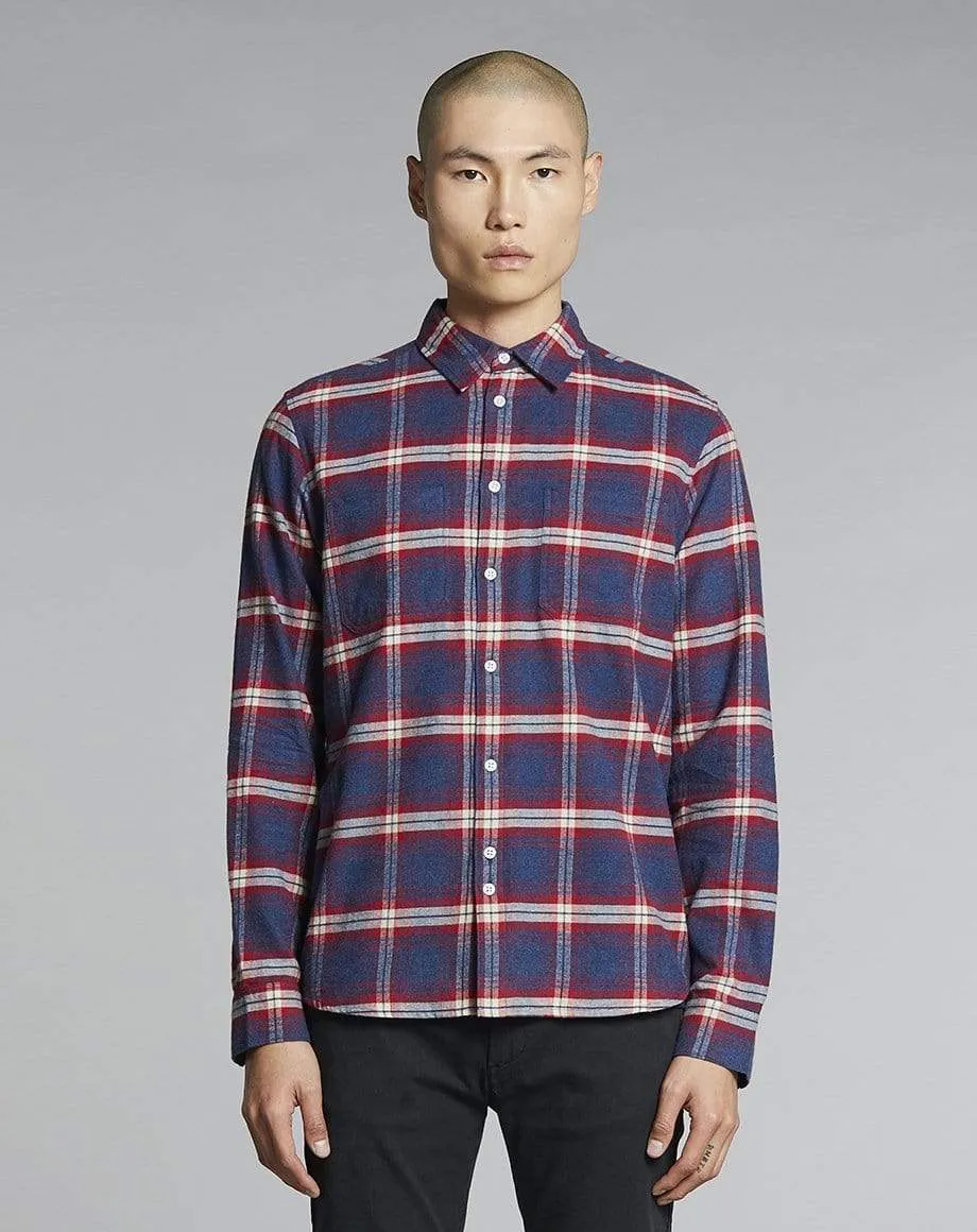 Vallegrande Check Flannel Mens Shirt | Crimson