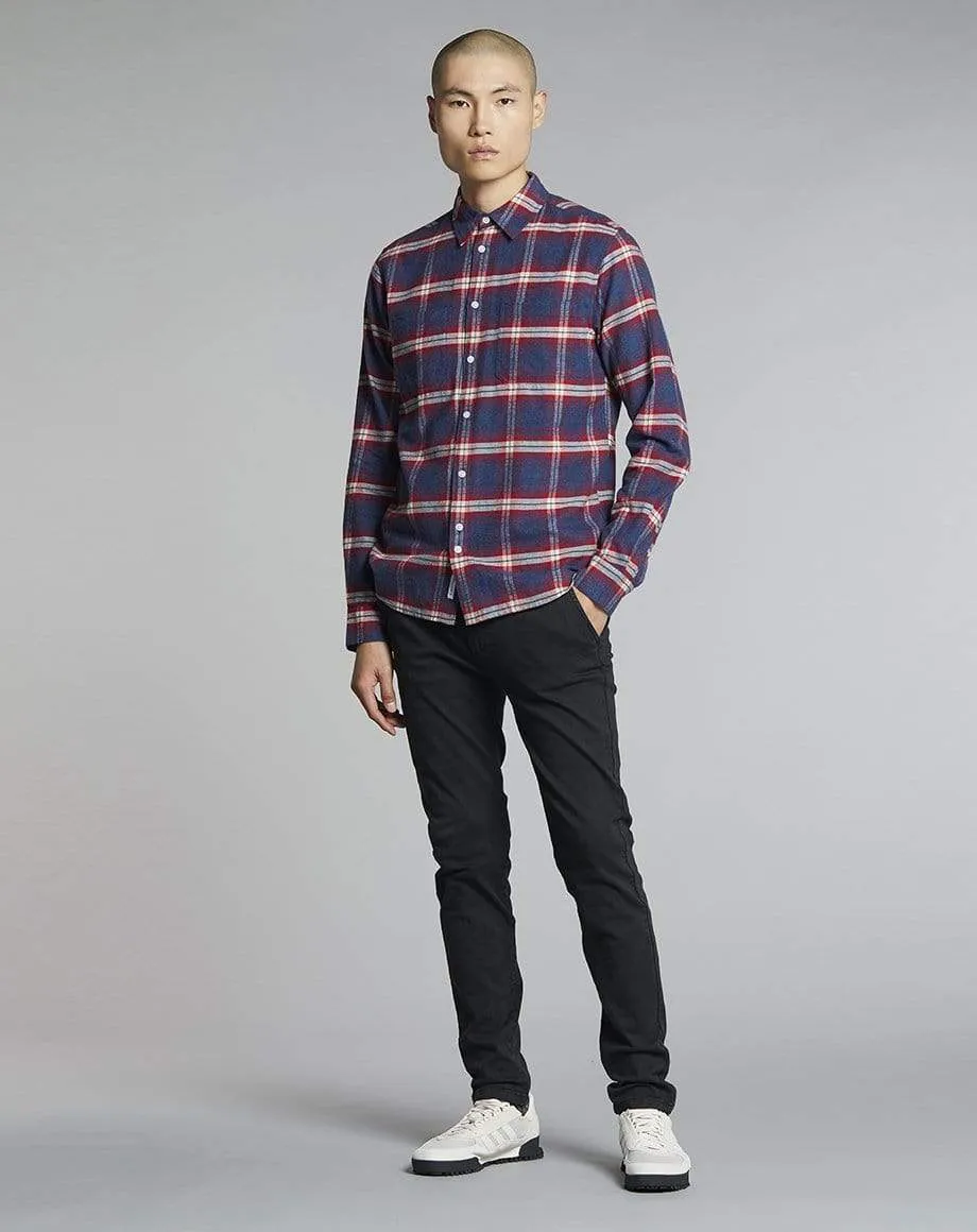 Vallegrande Check Flannel Mens Shirt | Crimson