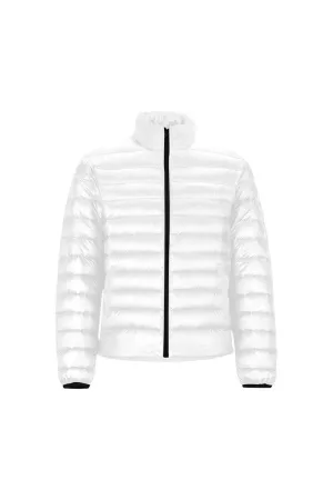 White Unisex Stand Collar Padded Jacket