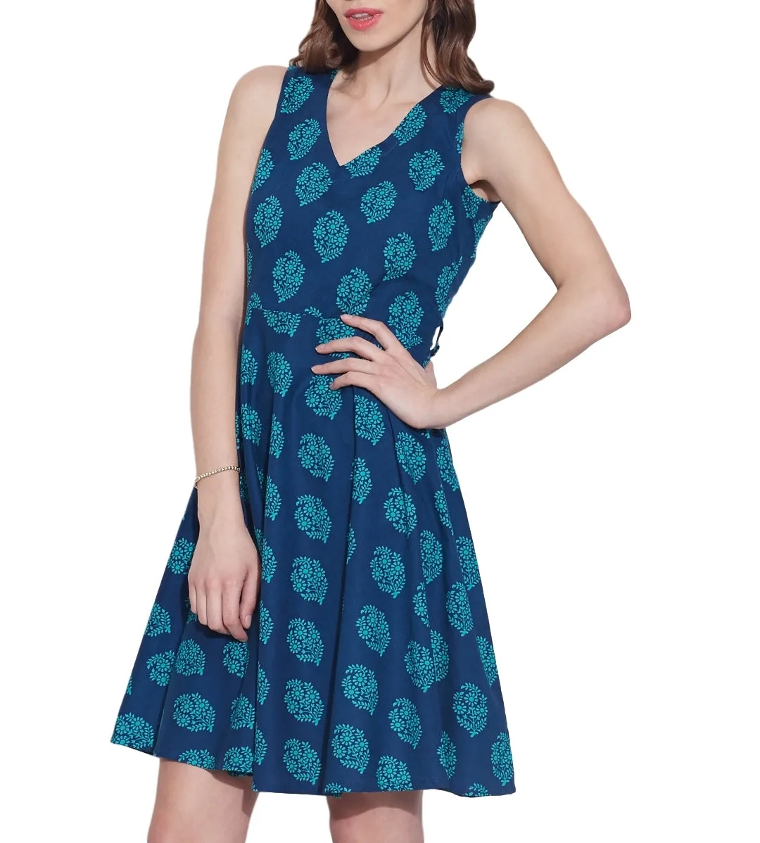 Women Apparels Cotton Printed Dress,Machine Washable,W-CPD34-1629, Size-34 Inch