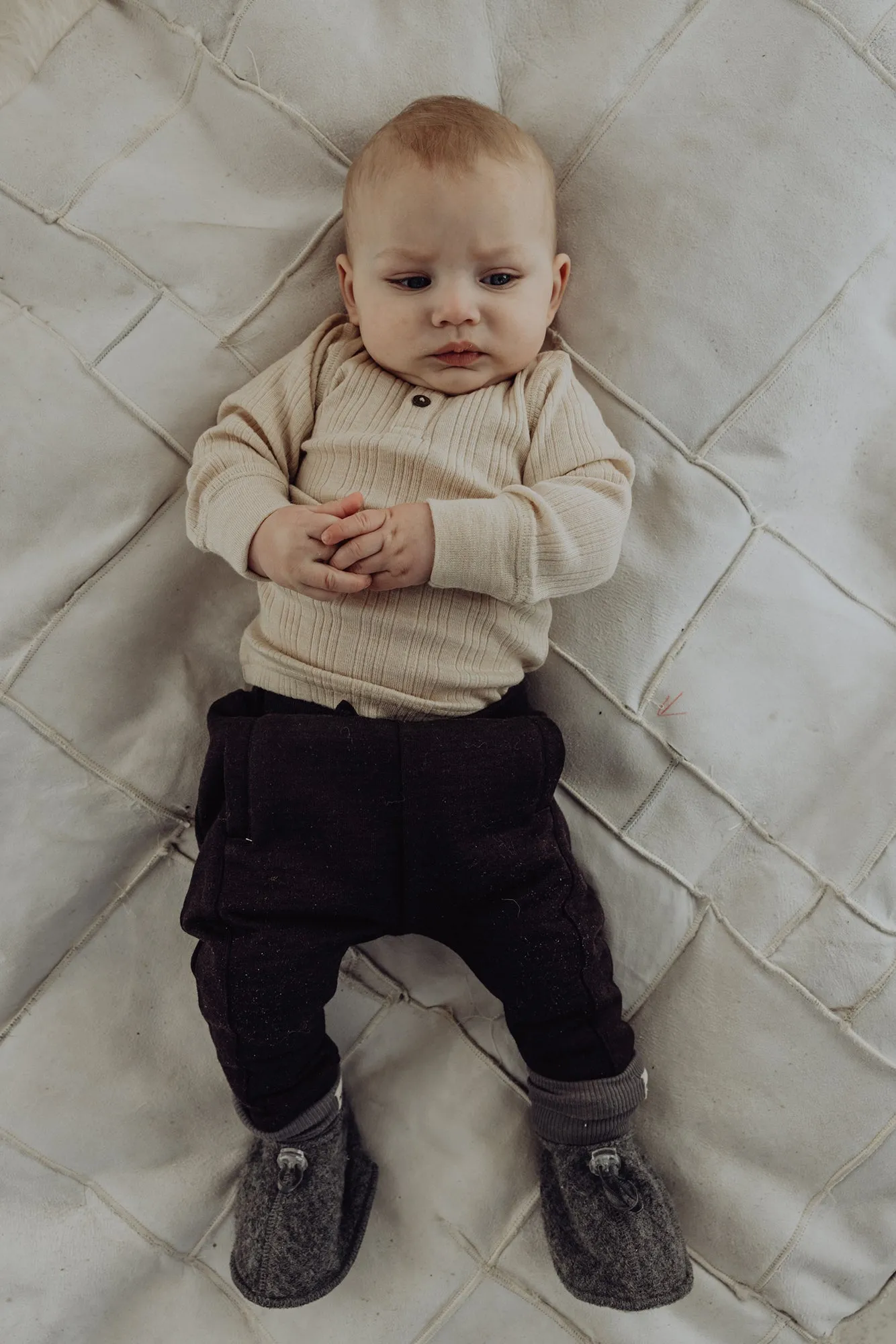 Wool Baby Booties - Storm